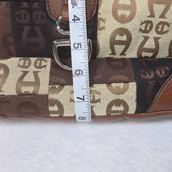 Etienne Aigner Brown and Tan Monogram Shoulder Bag - Picture 11 of 12